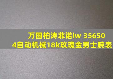 万国柏涛菲诺iw 356504自动机械18k玫瑰金男士腕表